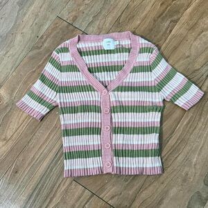 Striped Pink and Green Cardigan